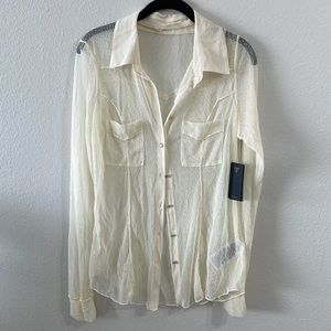 NWT Guess sheer cream-colored woven blouse